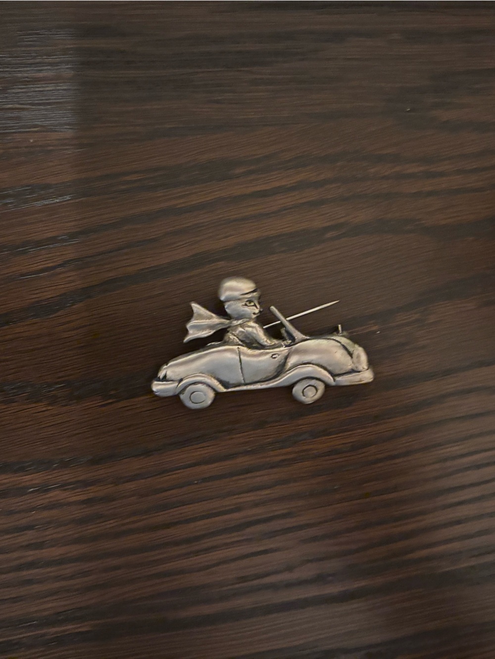 Silver Metal Racer Car brooch
